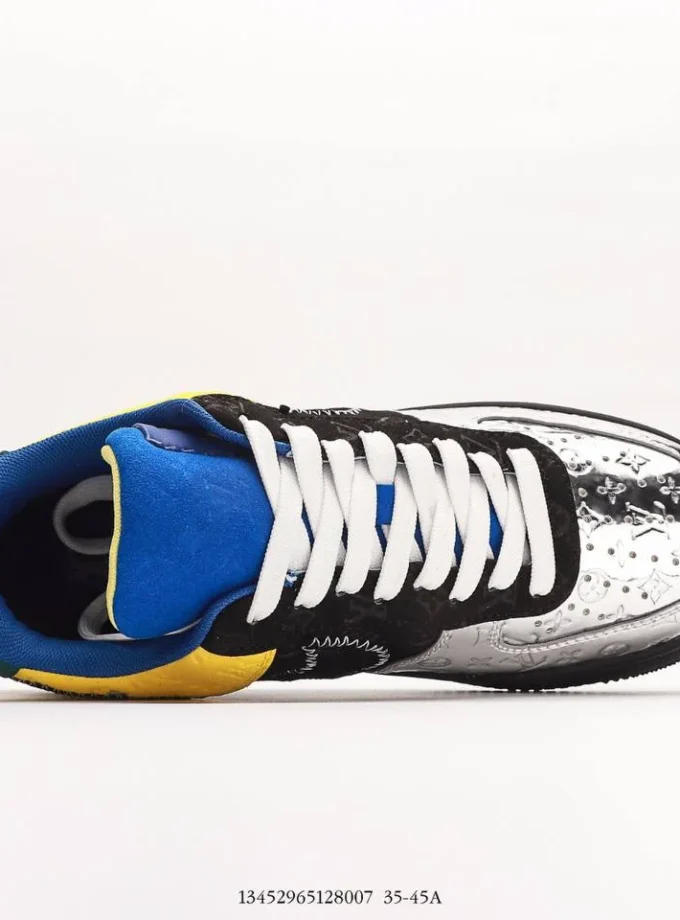 Louis Vuitton Nike Air Force 1 Low Black Metallic Silver