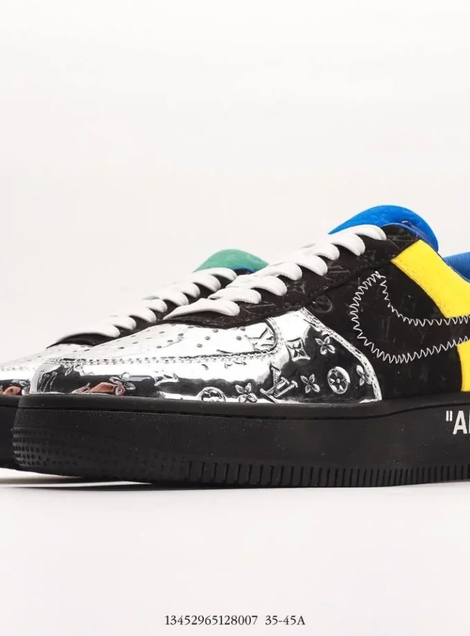 Louis Vuitton Nike Air Force 1 Low Black Metallic Silver