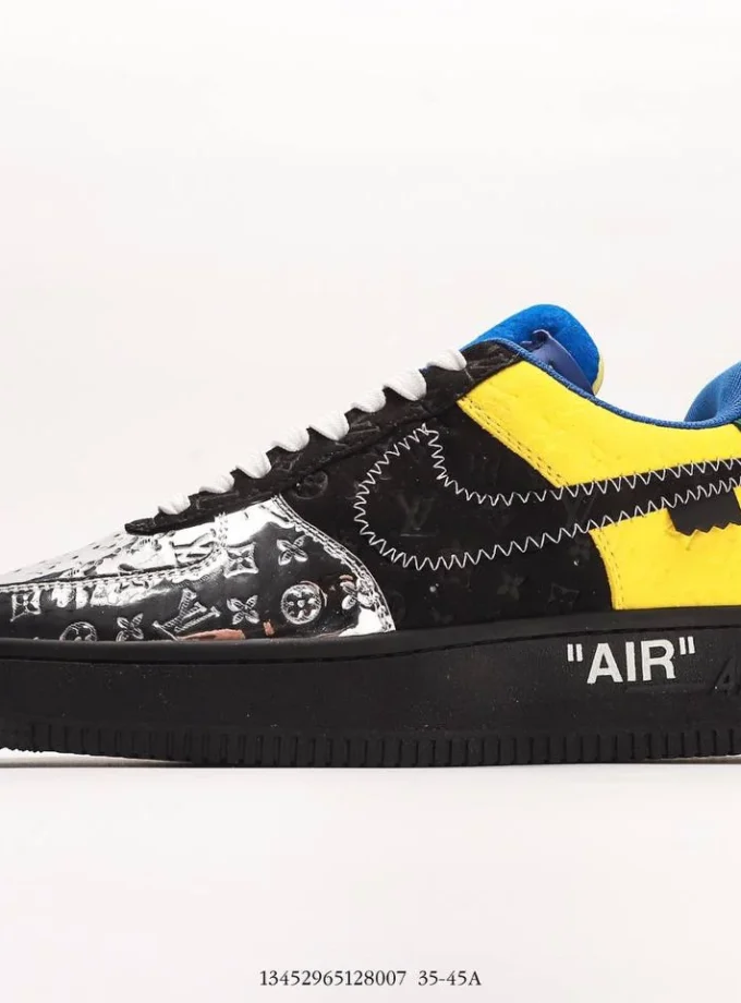 Louis Vuitton Nike Air Force 1 Low Black Metallic Silver