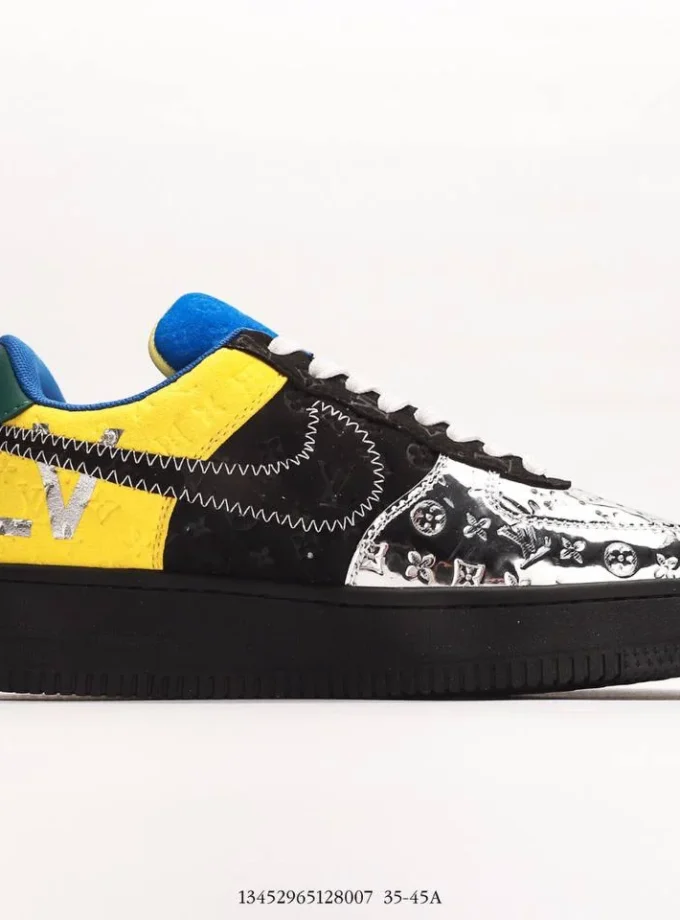 Louis Vuitton Nike Air Force 1 Low Black Metallic Silver