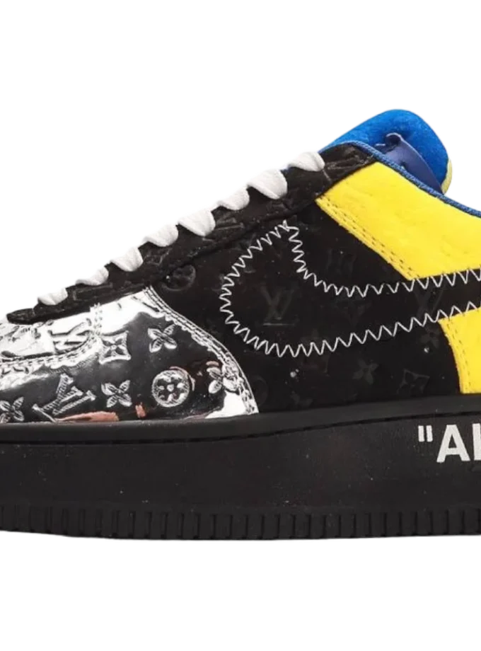 Louis Vuitton Nike Air Force 1 Low Black Metallic Silver